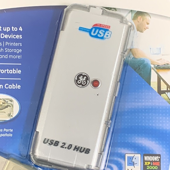 GE High Speed USB 2.0 4-Port Hub Built in Cable #98751 New Factory Sealed - Picture 7 of 13